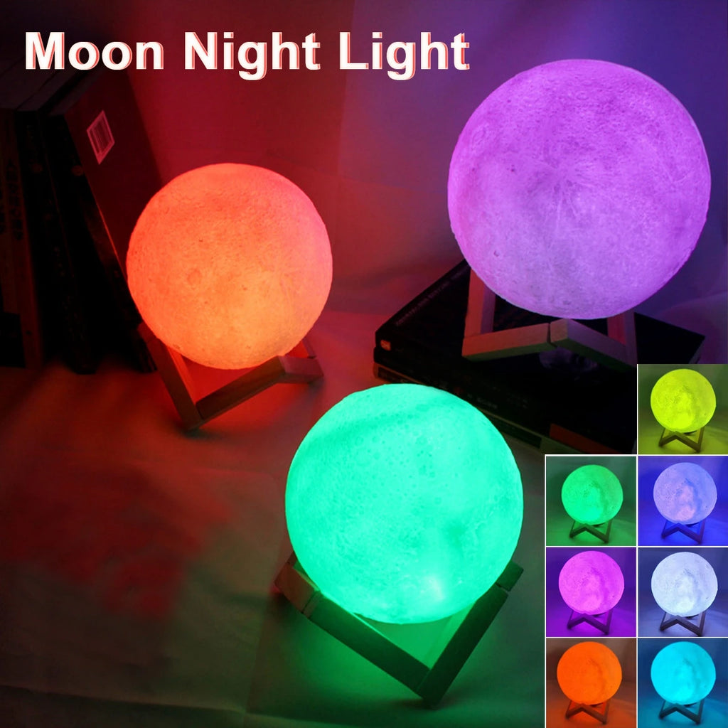 Moon Lamp – 16 Colour LED Night Light with Stand | Perfect Gift
