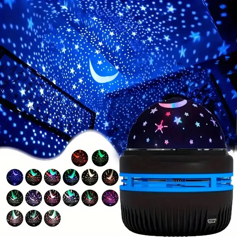 LED Starry Sky Night Light Projector | USB Magic Ball Moon & Star Room Atmosphere Lamp
