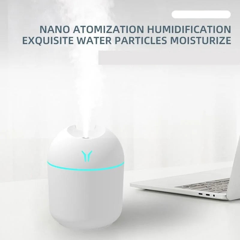 250ml USB Mini Air Humidifier with LED Colour Lamp | Aroma Diffuser for Home, Car & Office
