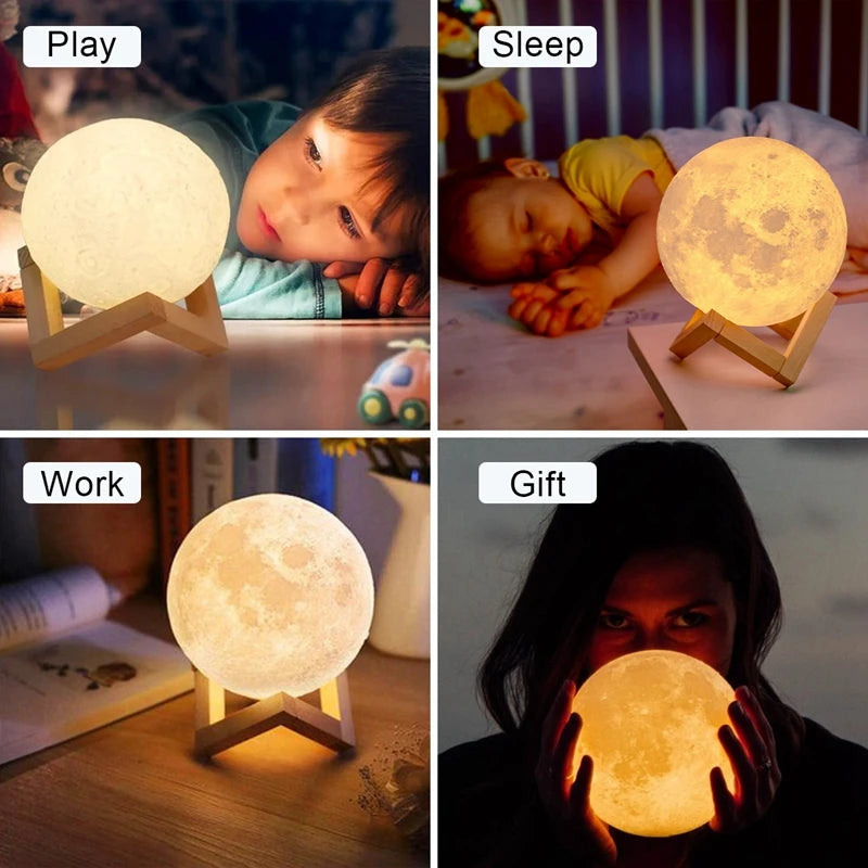 Moon Lamp – 16 Colour LED Night Light with Stand | Perfect Gift
