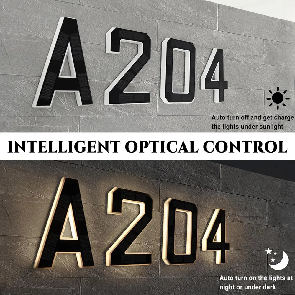 Solar Powered Outdoor House Number Light | Waterproof LED Address Sign