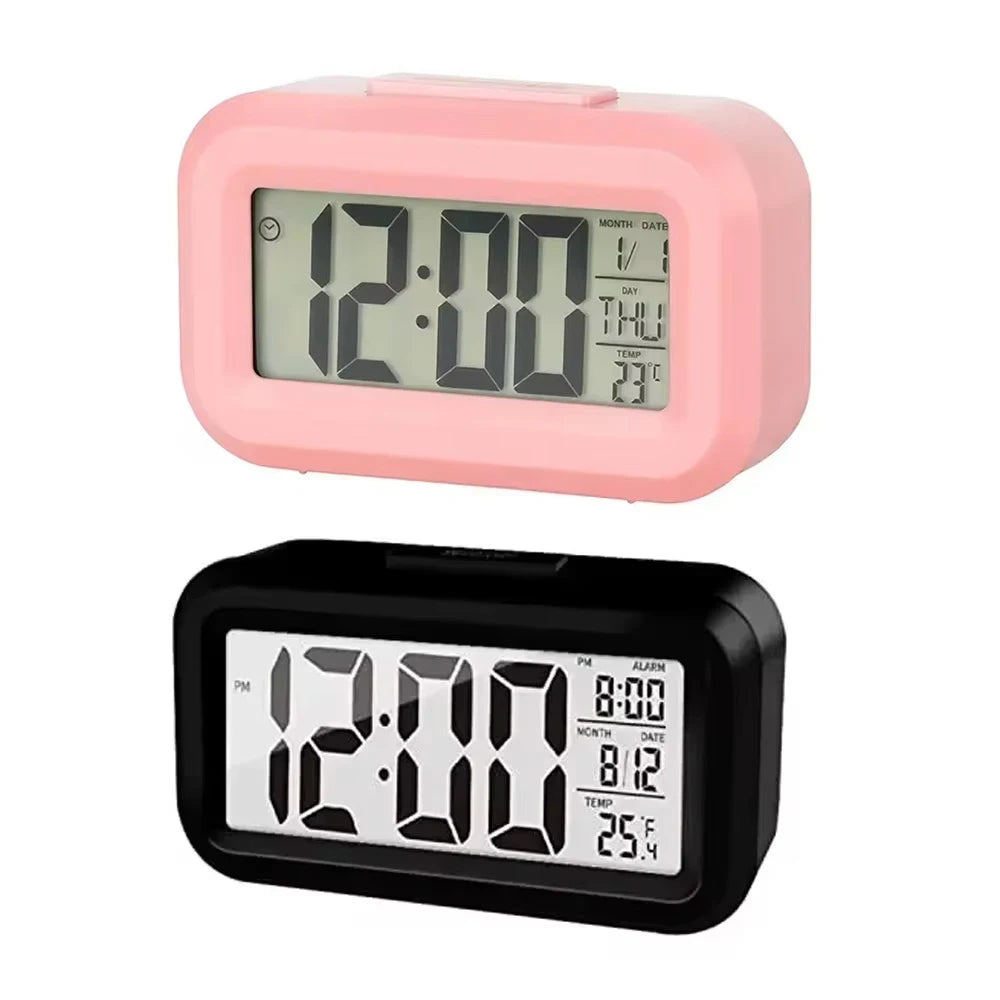 LED Digital Alarm Clock | Backlight, Snooze, Date & Temperature Display – Desktop Table Clock