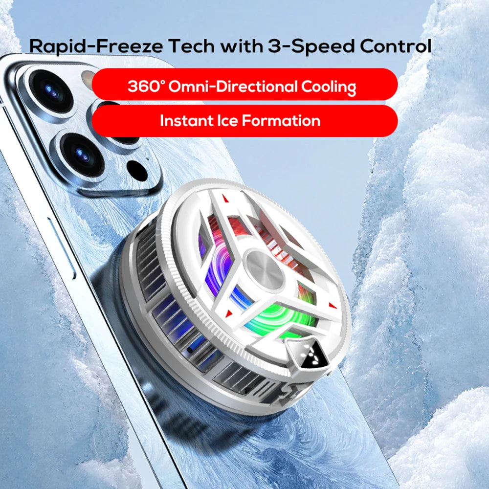 Magnetic Semiconductor Phone Cooler with RGB Lights | Clip-On Gaming Cooling Device