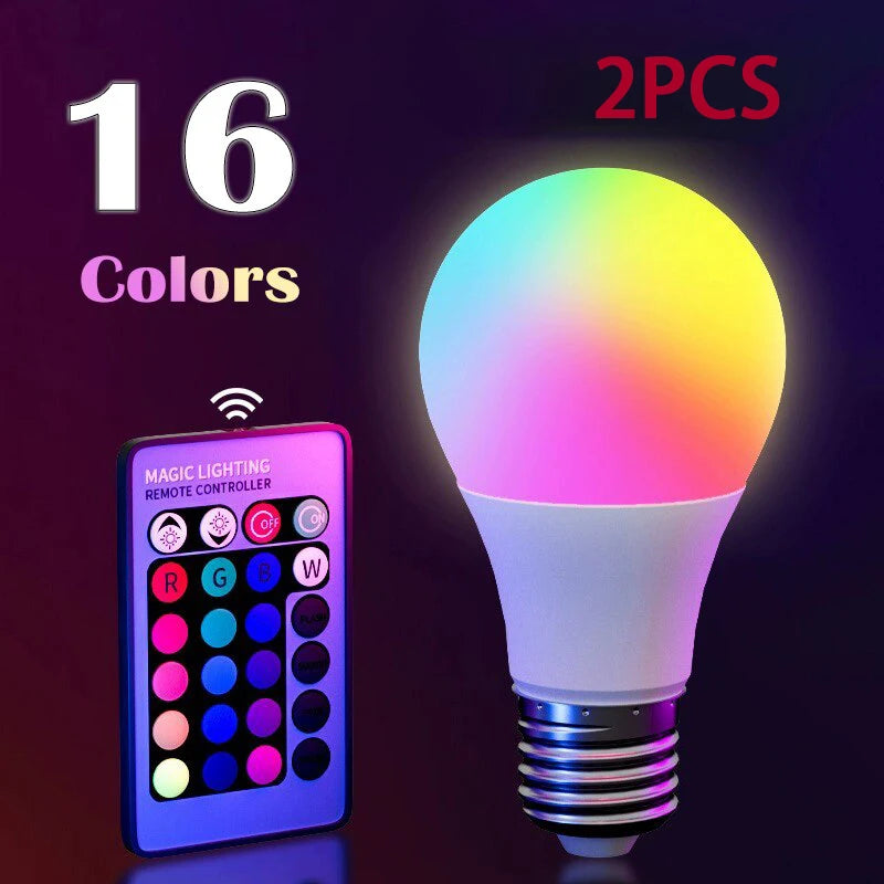16 Colour RGB Smart LED Bulb E27 – Dimmable with Remote Control