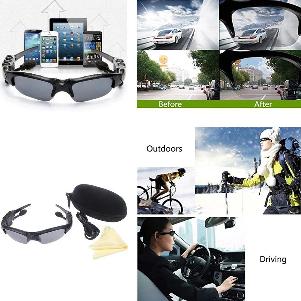 Bluetooth Wireless Sunglasses with Built-In Headphones | UV Polarized Lenses for Travel, Meetings & Sports