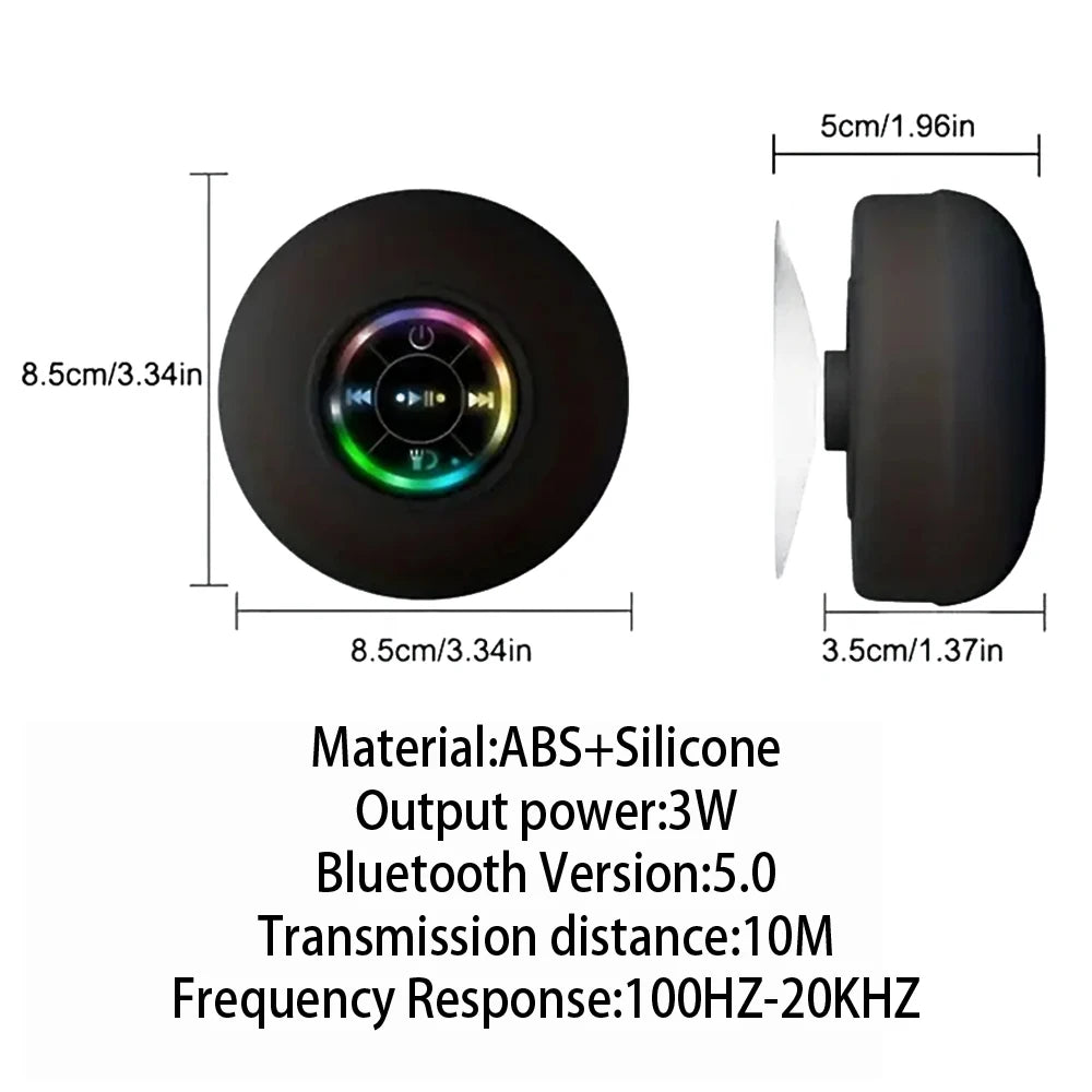 Portable Wireless Bluetooth Speaker with LED Light & IPX4 Waterproof