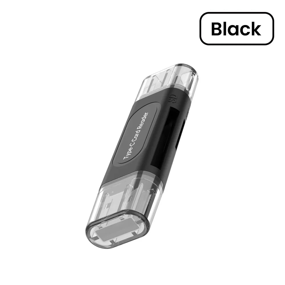 4-in-1 USB Type-C Card Reader | OTG Adapter for SD, TF & USB 2.0 Memory Sticks