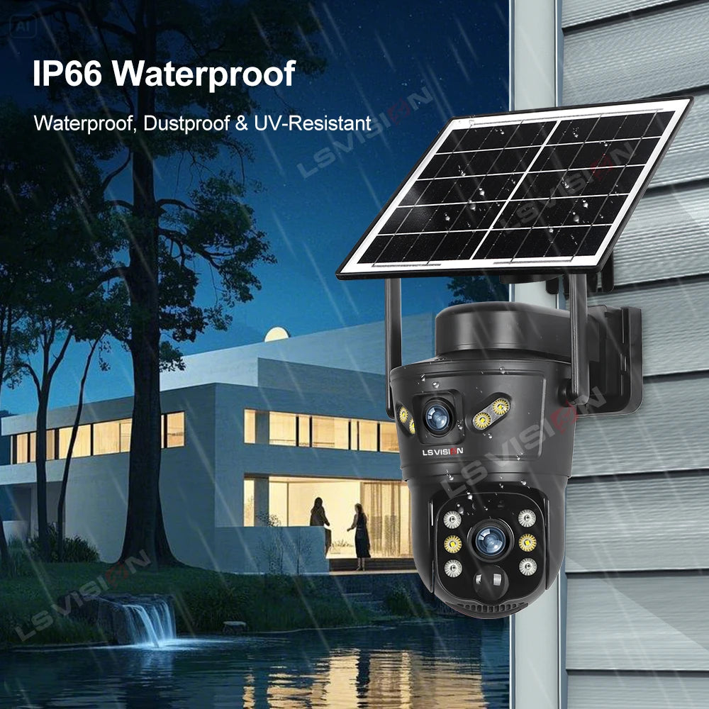 4G/WiFi Outdoor Solar Security Camera 8MP Dual Lens with Night Vision