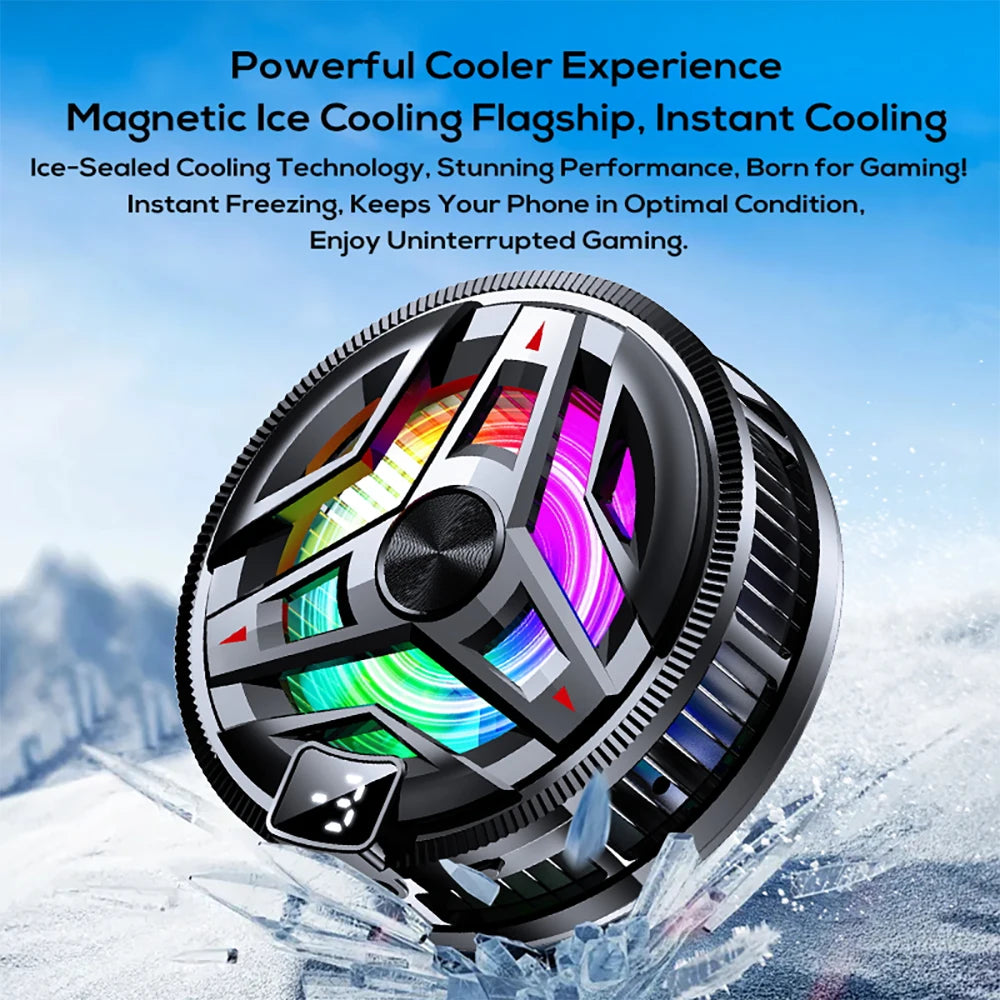 Magnetic Semiconductor Phone Cooler with RGB Lights | Clip-On Gaming Cooling Device