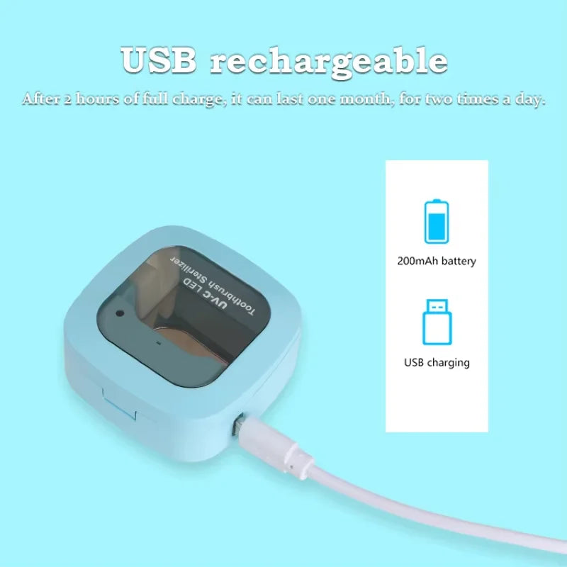 UV-C Toothbrush Sterilizer – Kill 99.99% of Germs, Rechargeable