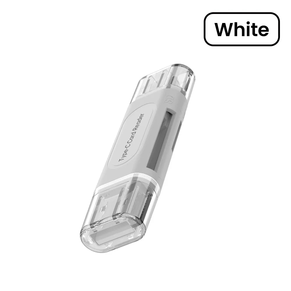 4-in-1 USB Type-C Card Reader | OTG Adapter for SD, TF & USB 2.0 Memory Sticks