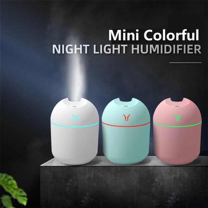 250ml USB Mini Air Humidifier with LED Colour Lamp | Aroma Diffuser for Home, Car & Office