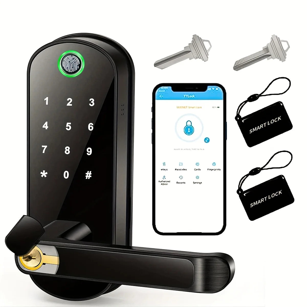 Smart Fingerprint Door Lock – WiFi, App, NFC & Touchscreen | IP67