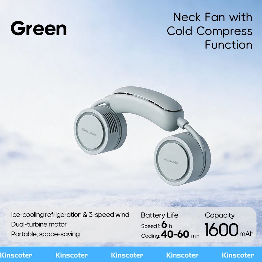 Portable Neck Fan | Foldable Rechargeable USB Bladeless Personal Cooling Fan for Sports & Travel