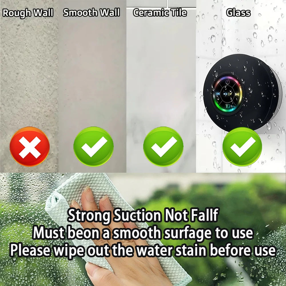 Portable Wireless Bluetooth Speaker with LED Light & IPX4 Waterproof