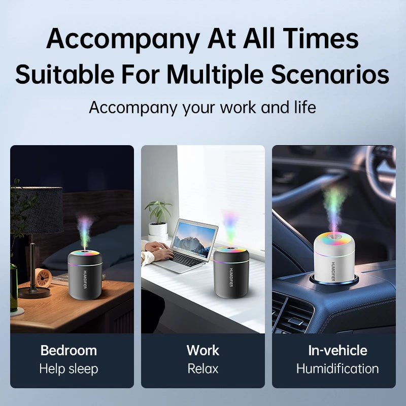 Mini USB Air Humidifier & Aroma Diffuser | Essential Oil Mist Maker for Car & Home