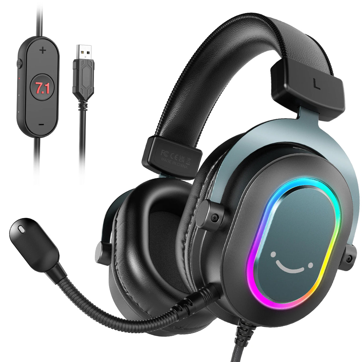 RGB Gaming Headset with Mic | 7.1 Surround Sound & 3 EQ Modes for PC & Console