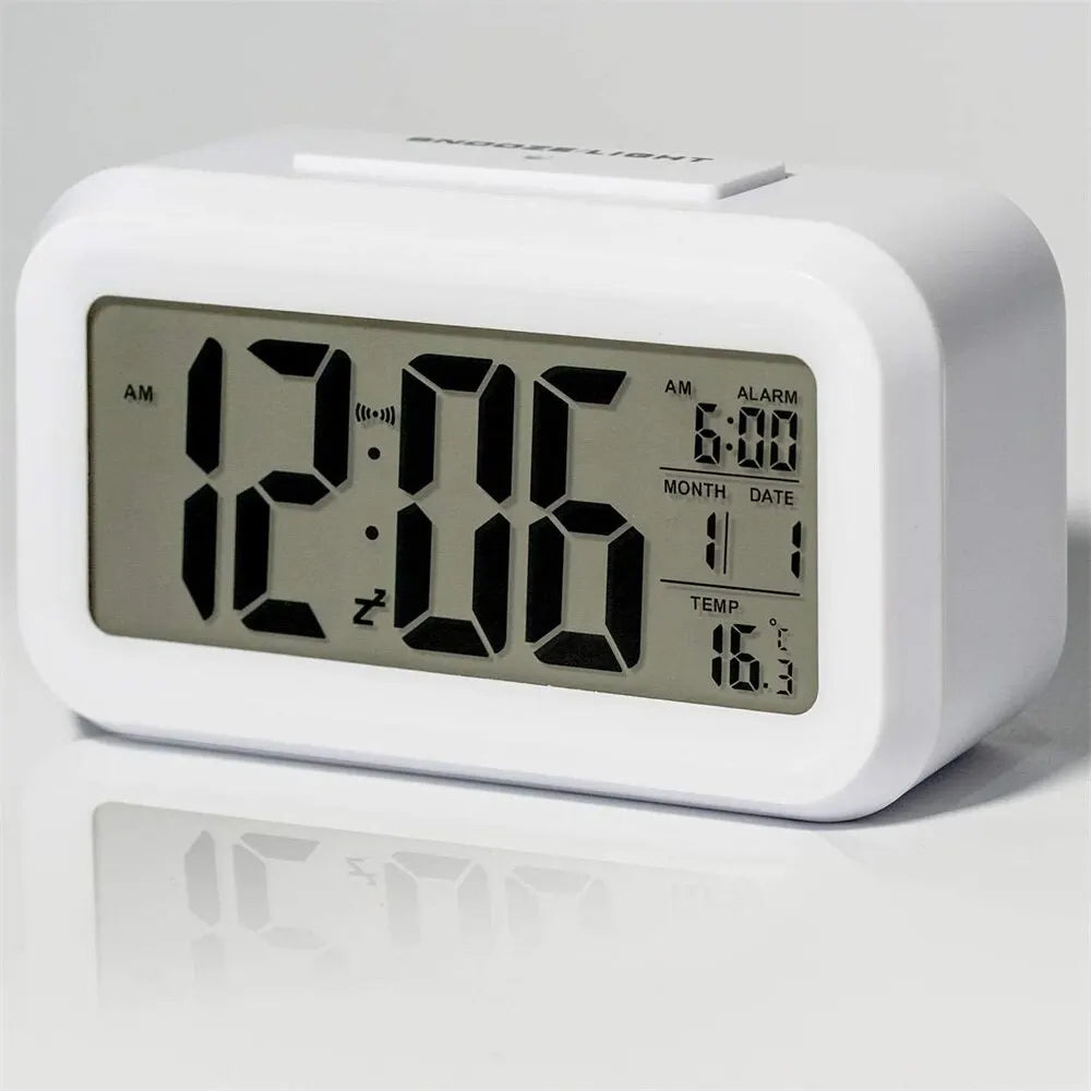 LED Digital Alarm Clock | Backlight, Snooze, Date & Temperature Display – Desktop Table Clock