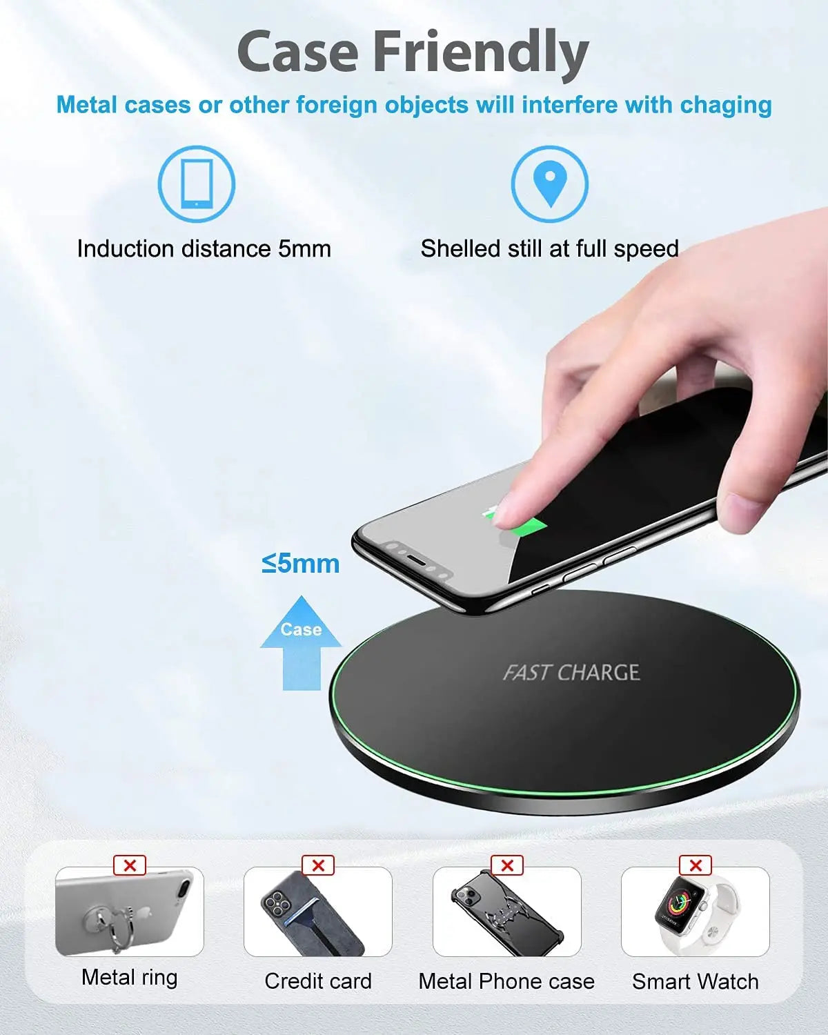50W Fast Wireless Charging Pad for Android & iOS Smartphones