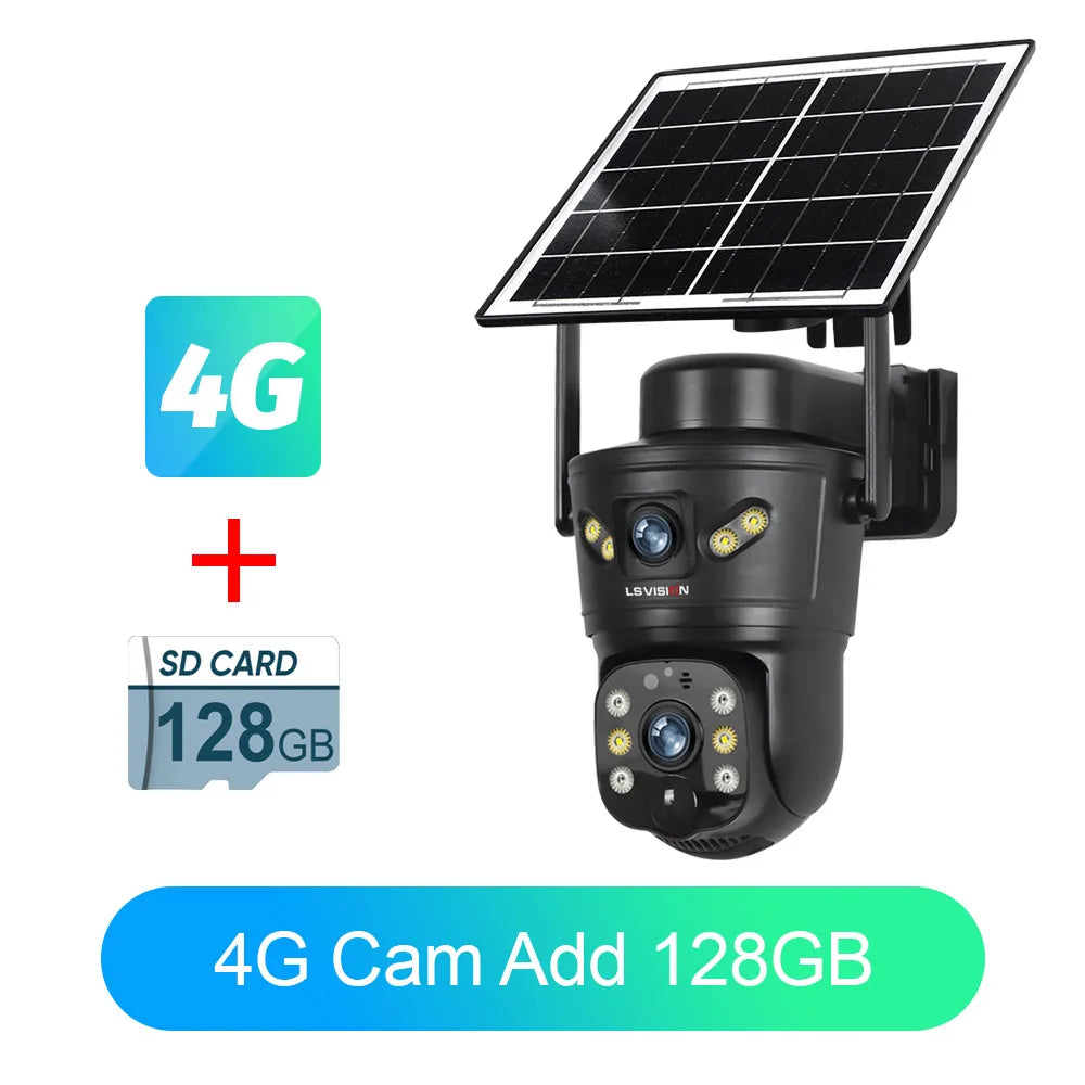 4G/WiFi Outdoor Solar Security Camera 8MP Dual Lens with Night Vision
