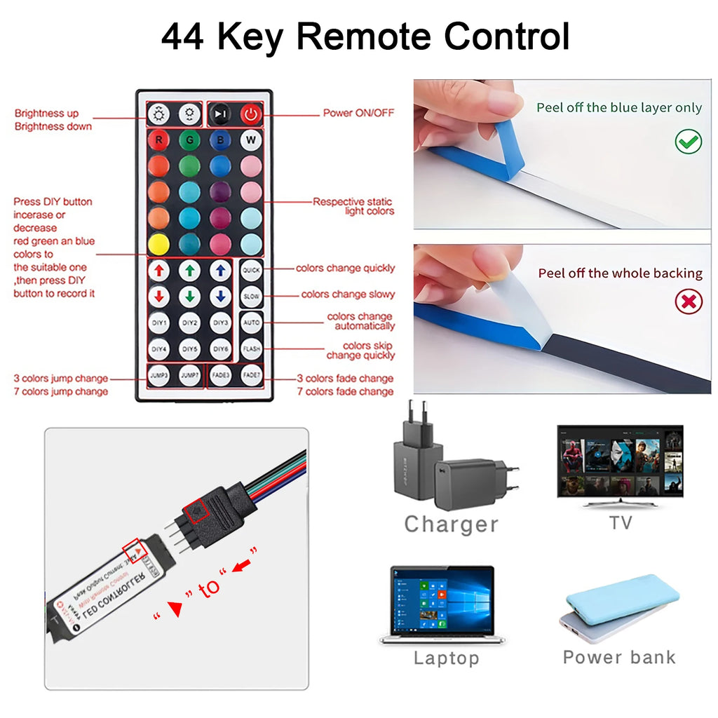 RGB LED Strip Lights with Remote | 1m-20m Colour Changing Tape for Bedroom, TV & Party