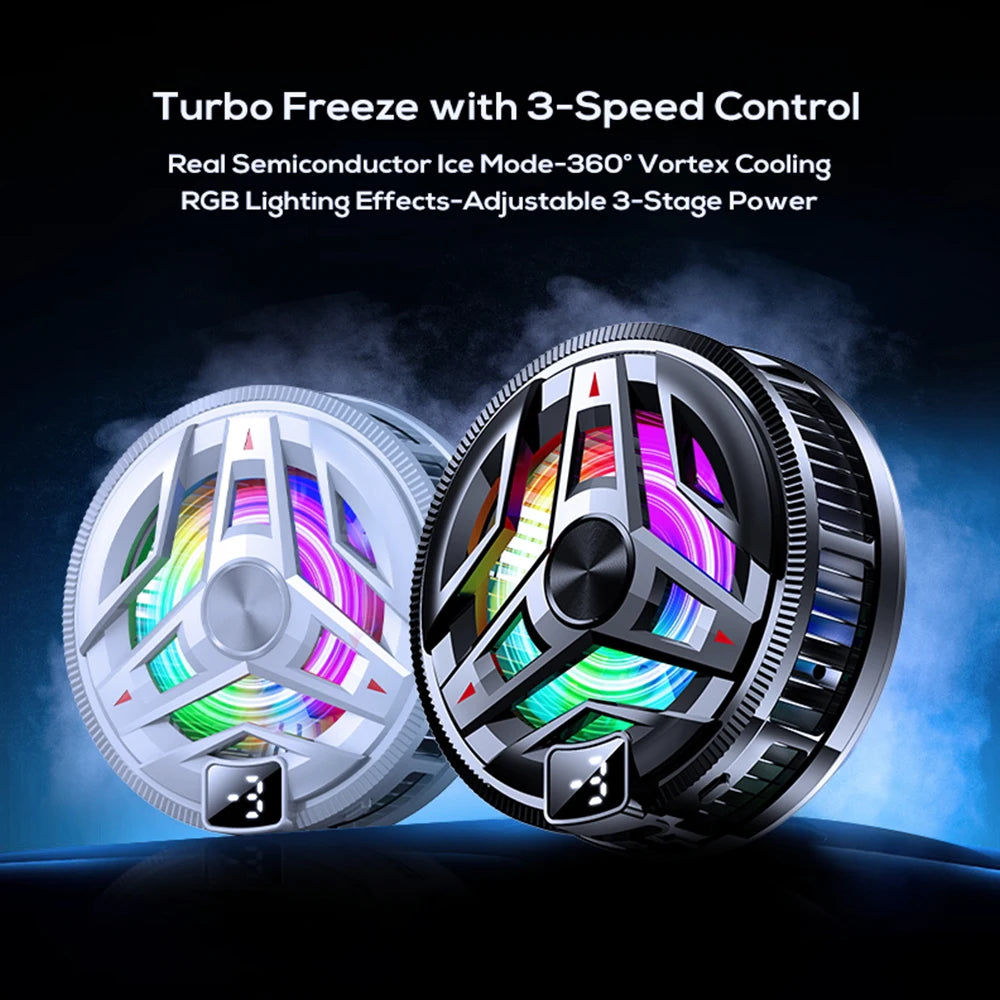 Magnetic Semiconductor Phone Cooler with RGB Lights | Clip-On Gaming Cooling Device