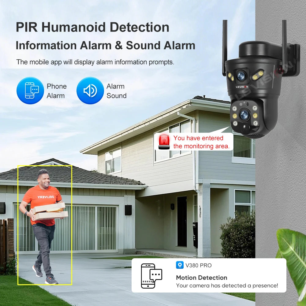 4G/WiFi Outdoor Solar Security Camera 8MP Dual Lens with Night Vision