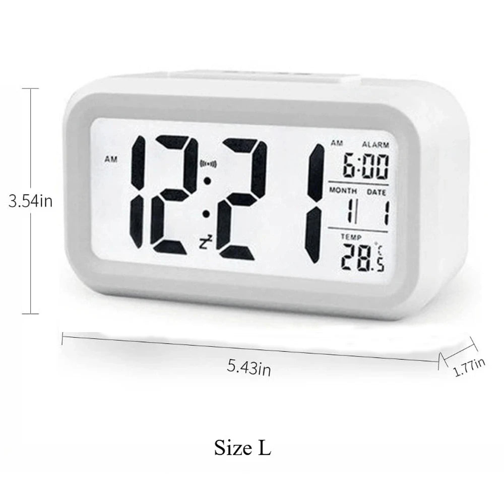 LED Digital Alarm Clock | Backlight, Snooze, Date & Temperature Display – Desktop Table Clock