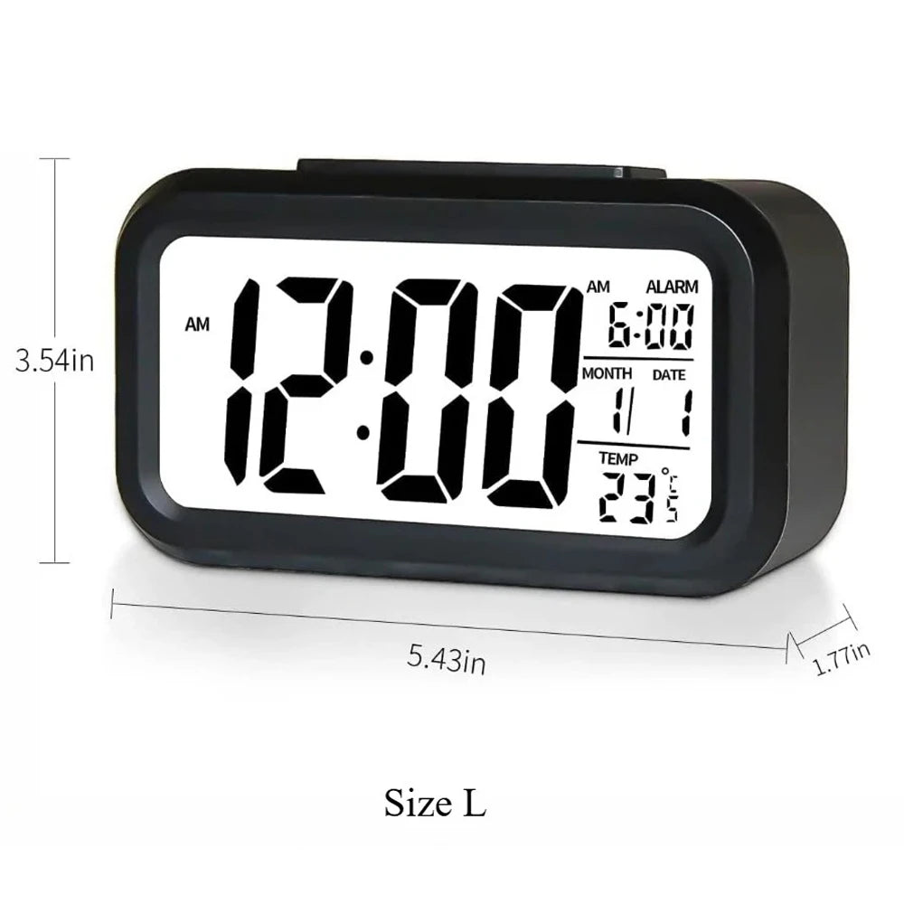 LED Digital Alarm Clock | Backlight, Snooze, Date & Temperature Display – Desktop Table Clock