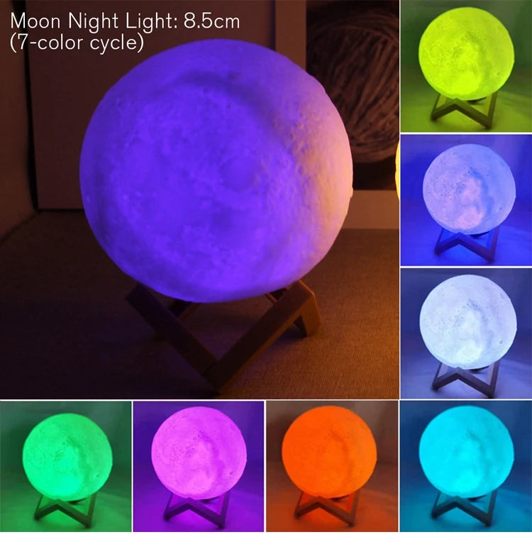 Moon Lamp – 16 Colour LED Night Light with Stand | Perfect Gift