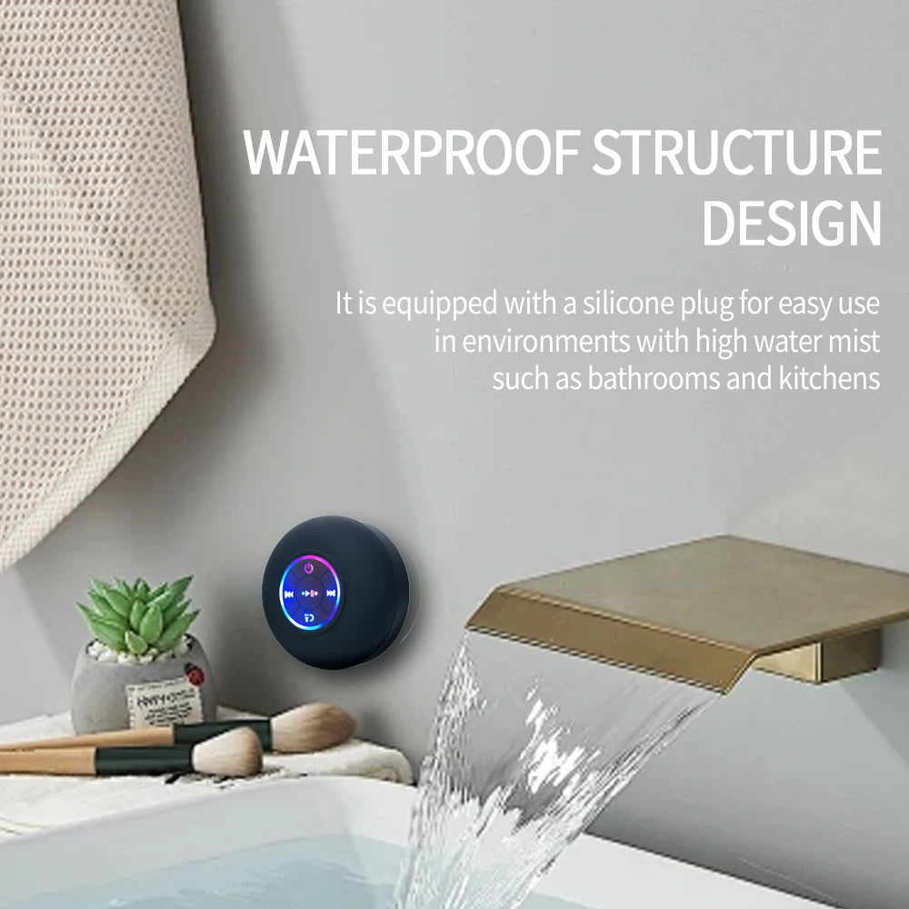Portable Wireless Bluetooth Speaker with LED Light & IPX4 Waterproof
