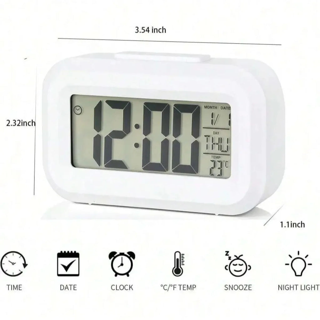 LED Digital Alarm Clock | Backlight, Snooze, Date & Temperature Display – Desktop Table Clock