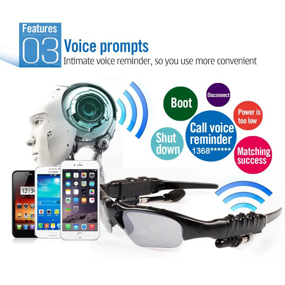 Bluetooth Wireless Sunglasses with Built-In Headphones | UV Polarized Lenses for Travel, Meetings & Sports