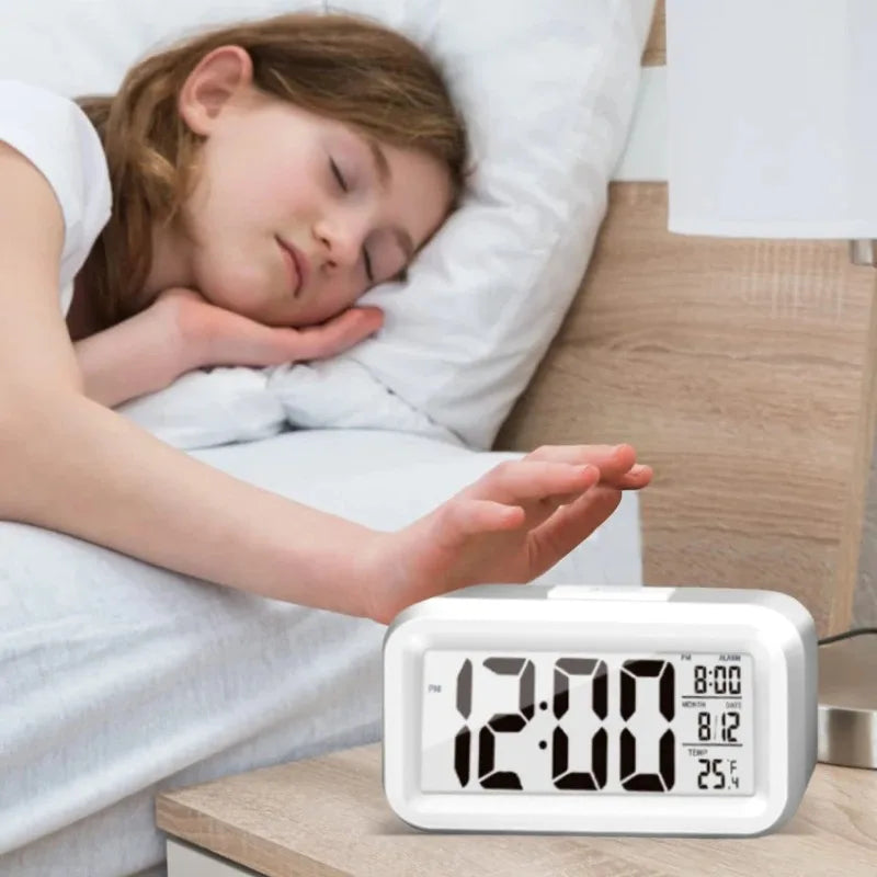 LED Digital Alarm Clock | Backlight, Snooze, Date & Temperature Display – Desktop Table Clock