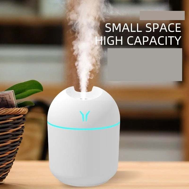 250ml USB Mini Air Humidifier with LED Colour Lamp | Aroma Diffuser for Home, Car & Office