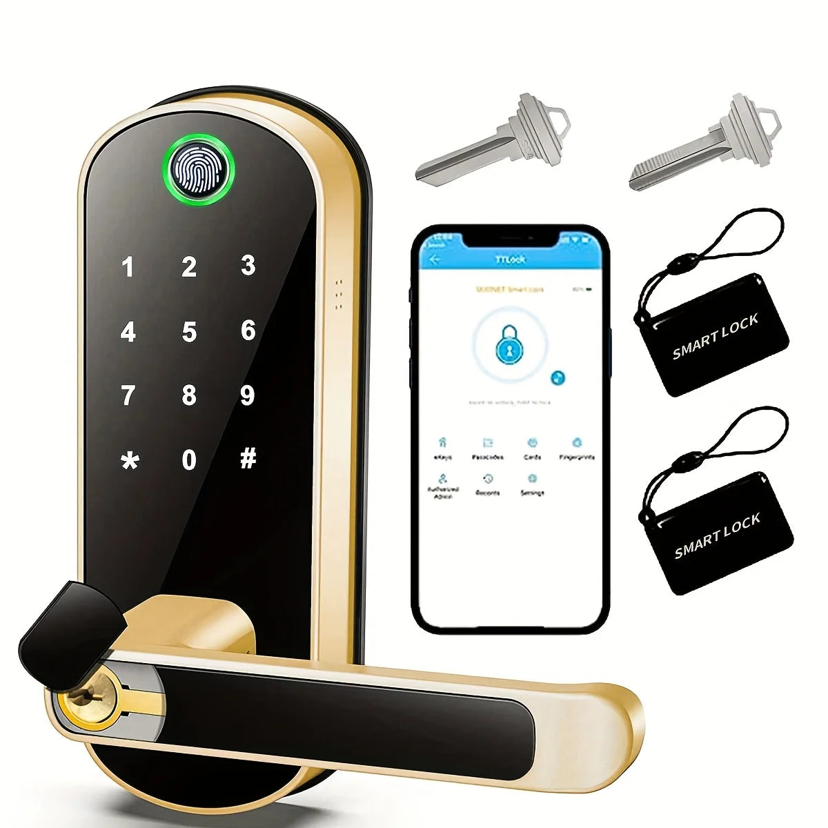 Smart Fingerprint Door Lock – WiFi, App, NFC & Touchscreen | IP67