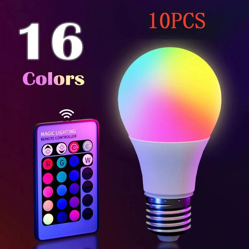 16 Colour RGB Smart LED Bulb E27 – Dimmable with Remote Control