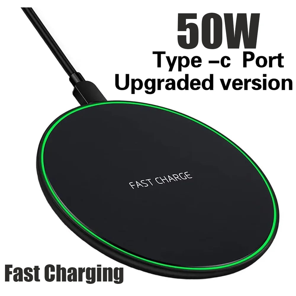 50W Fast Wireless Charging Pad for Android & iOS Smartphones