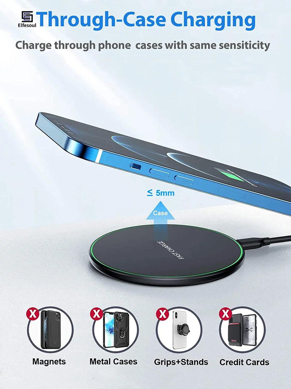 50W Fast Wireless Charging Pad for Android & iOS Smartphones