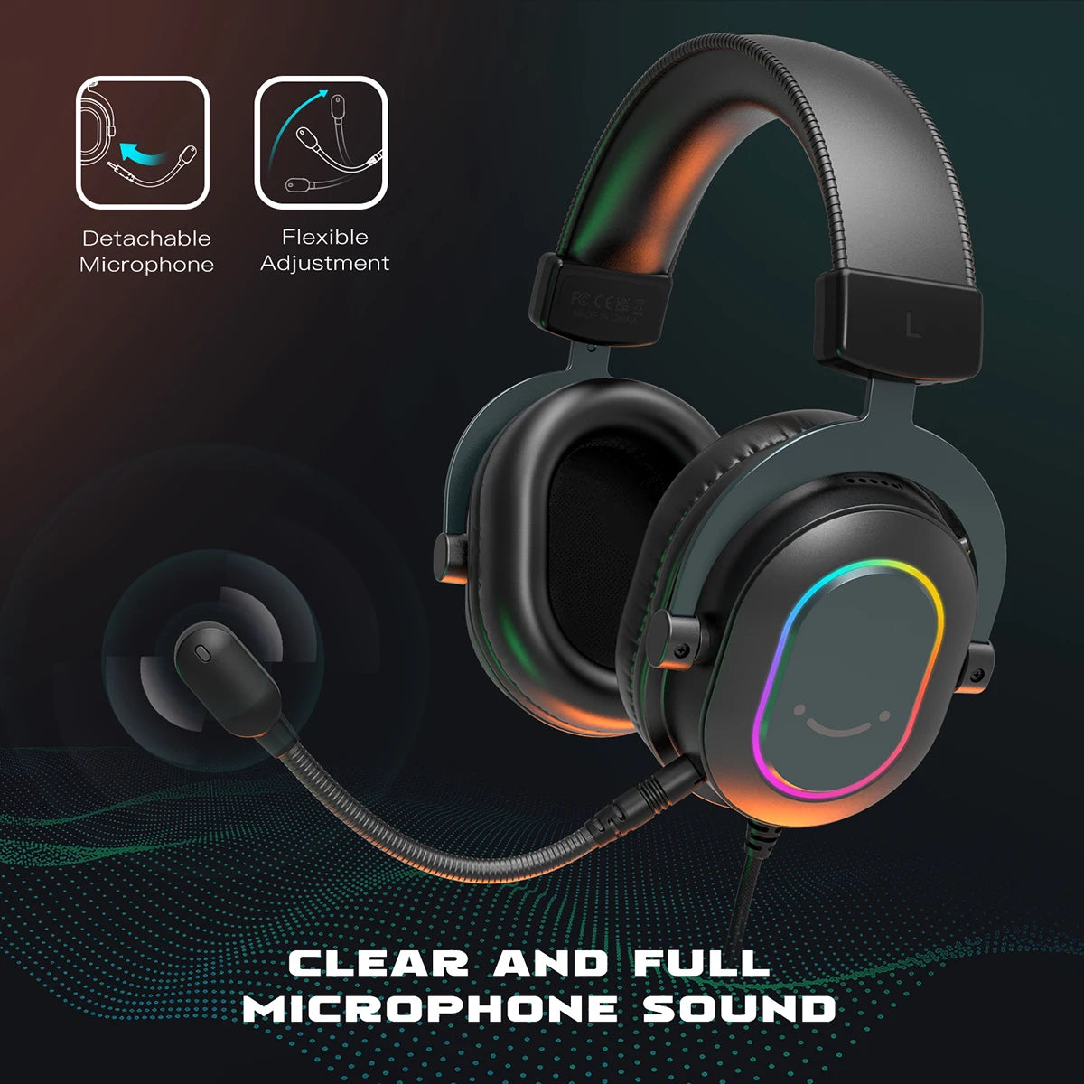RGB Gaming Headset with Mic | 7.1 Surround Sound & 3 EQ Modes for PC & Console
