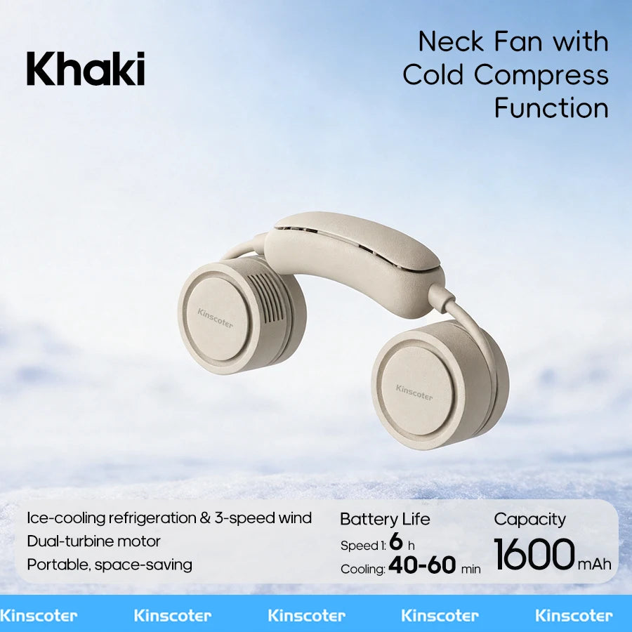 Portable Neck Fan | Foldable Rechargeable USB Bladeless Personal Cooling Fan for Sports & Travel