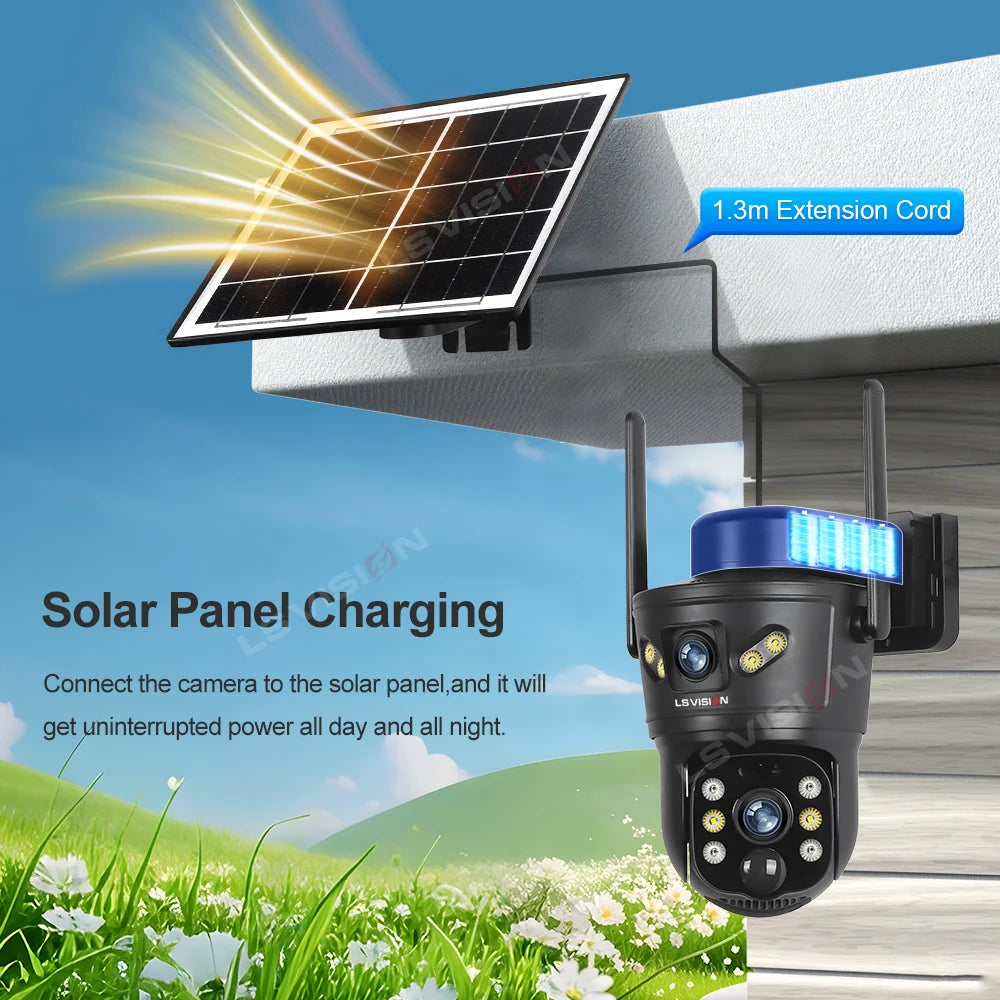 4G/WiFi Outdoor Solar Security Camera 8MP Dual Lens with Night Vision