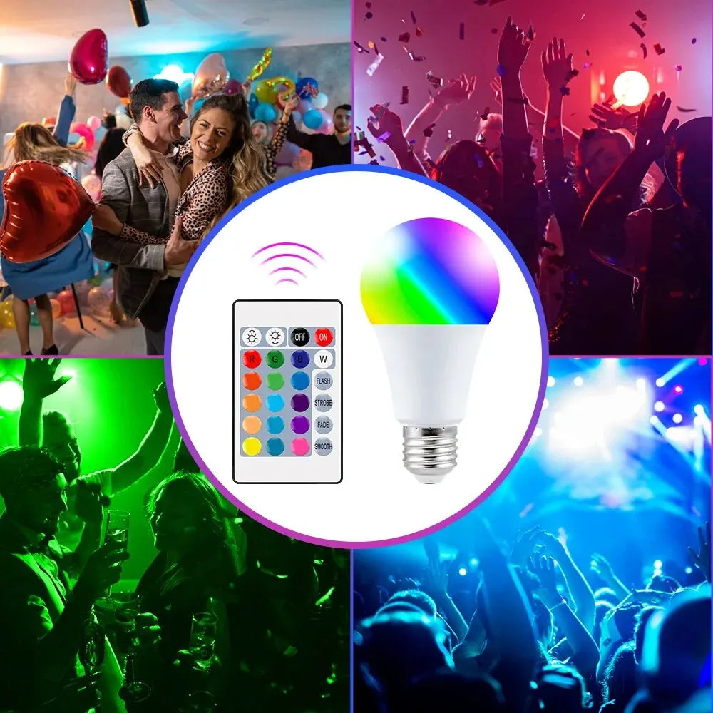 16 Colour RGB Smart LED Bulb E27 – Dimmable with Remote Control