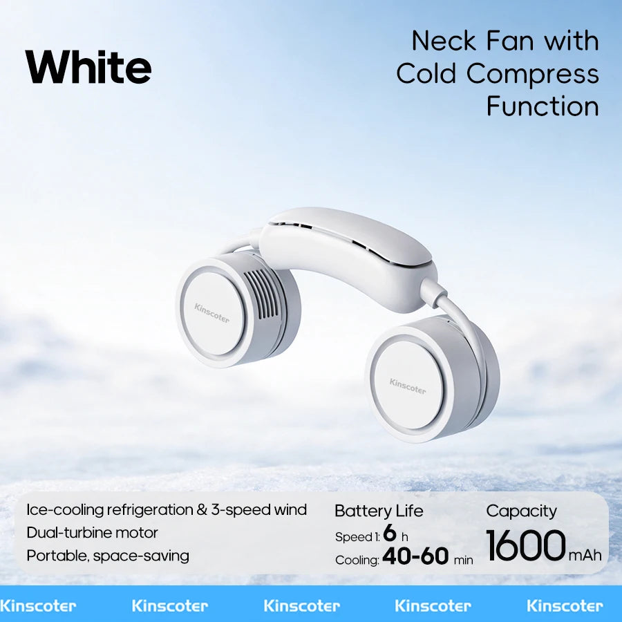 Portable Neck Fan | Foldable Rechargeable USB Bladeless Personal Cooling Fan for Sports & Travel