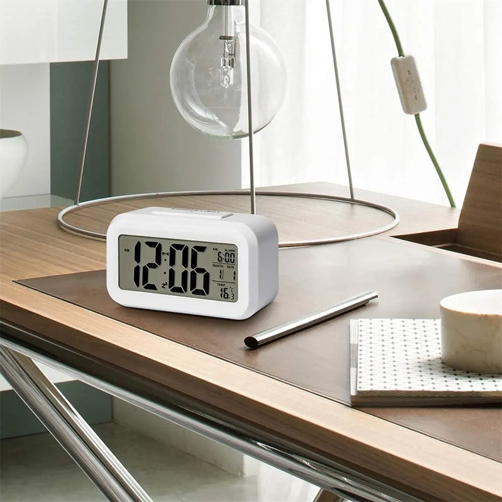 LED Digital Alarm Clock | Backlight, Snooze, Date & Temperature Display – Desktop Table Clock