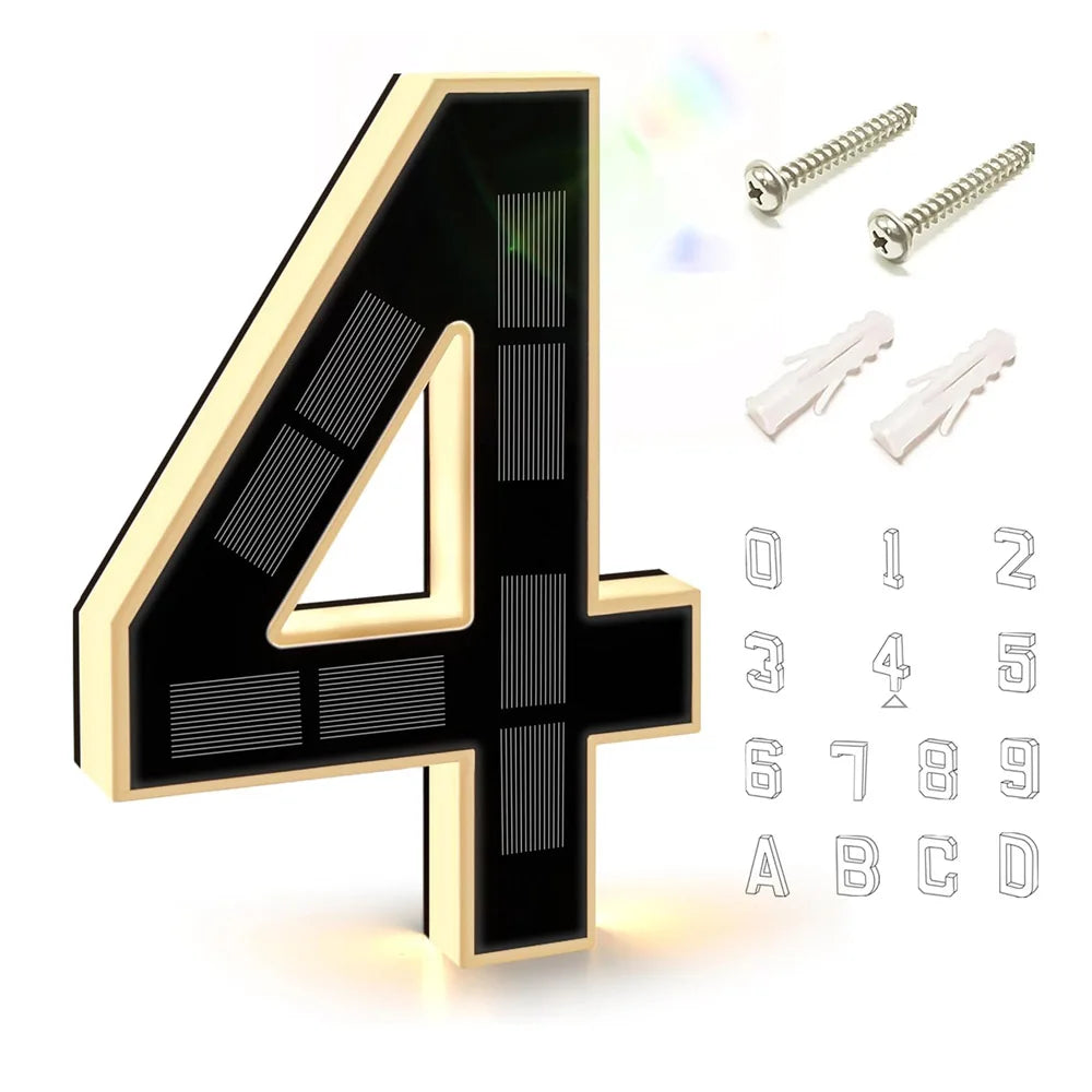 Solar Powered Outdoor House Number Light | Waterproof LED Address Sign