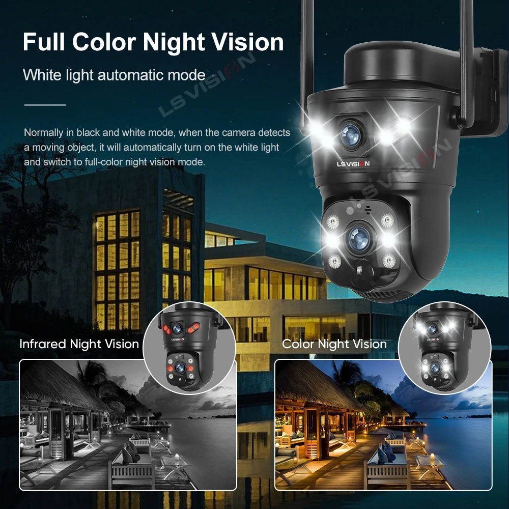 4G/WiFi Outdoor Solar Security Camera 8MP Dual Lens with Night Vision