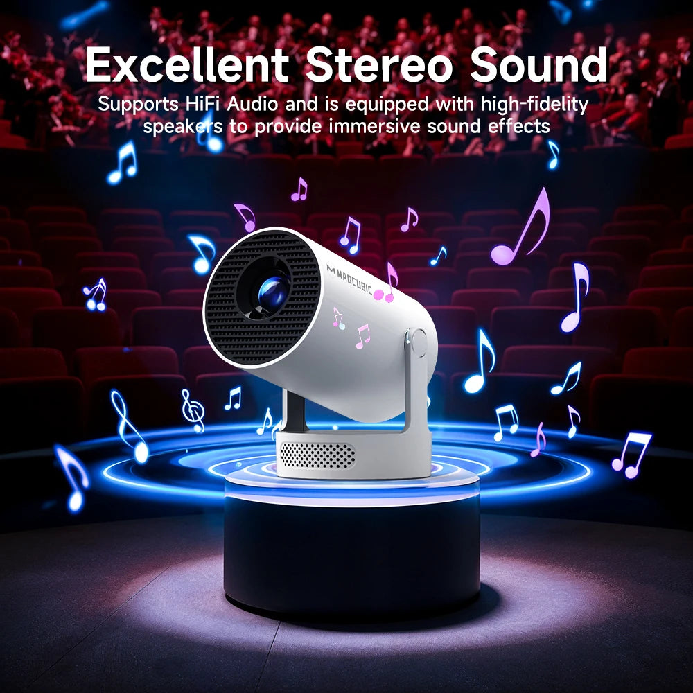 8K WiFi6 Portable Projector Android 14 with Bluetooth 5.4 - HY300 Pro