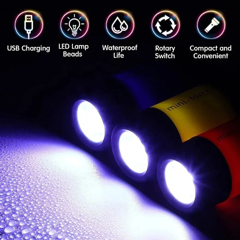Pocket Keychain Flashlight USB Rechargeable Waterproof LED