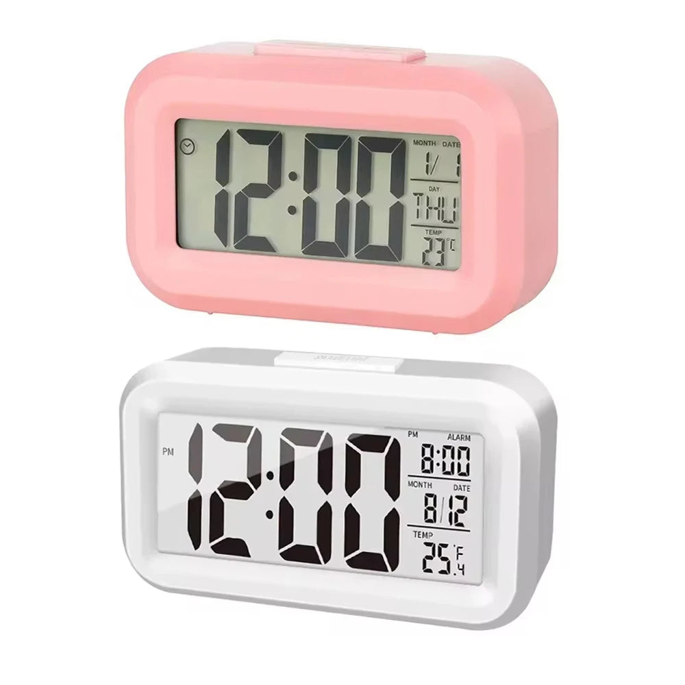 LED Digital Alarm Clock | Backlight, Snooze, Date & Temperature Display – Desktop Table Clock